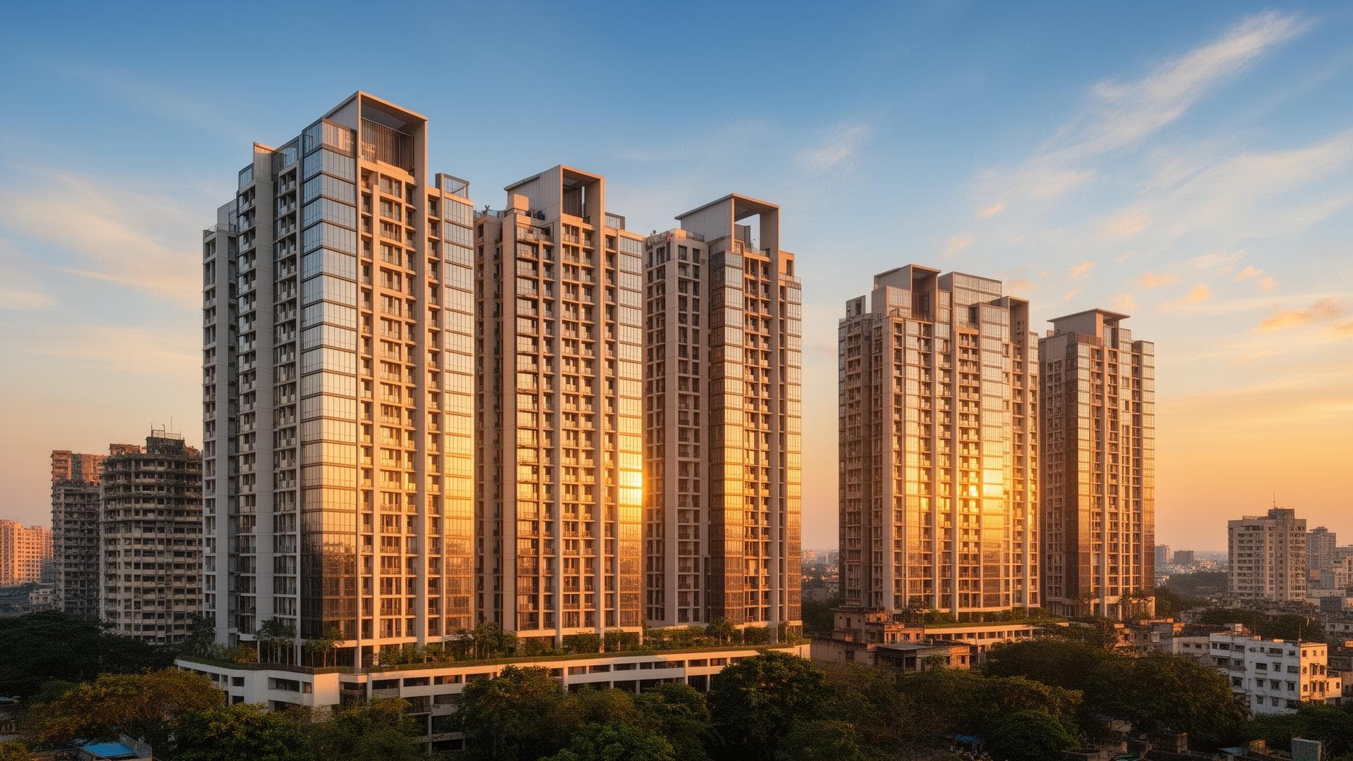 Modern high-rise buildings in Goregaon Mumbai